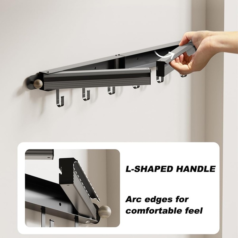 lomonmen Clothes Airer Wall Mounting, 70 cm Wall Dryer, Extendable,