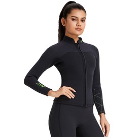 ZCCO 3FT-WM-S Women's Wetsuit, 3 mm with Zip Front, Long Sleeves, Diving Suit for Swimming, Snorkelling, Diving, Surfing
