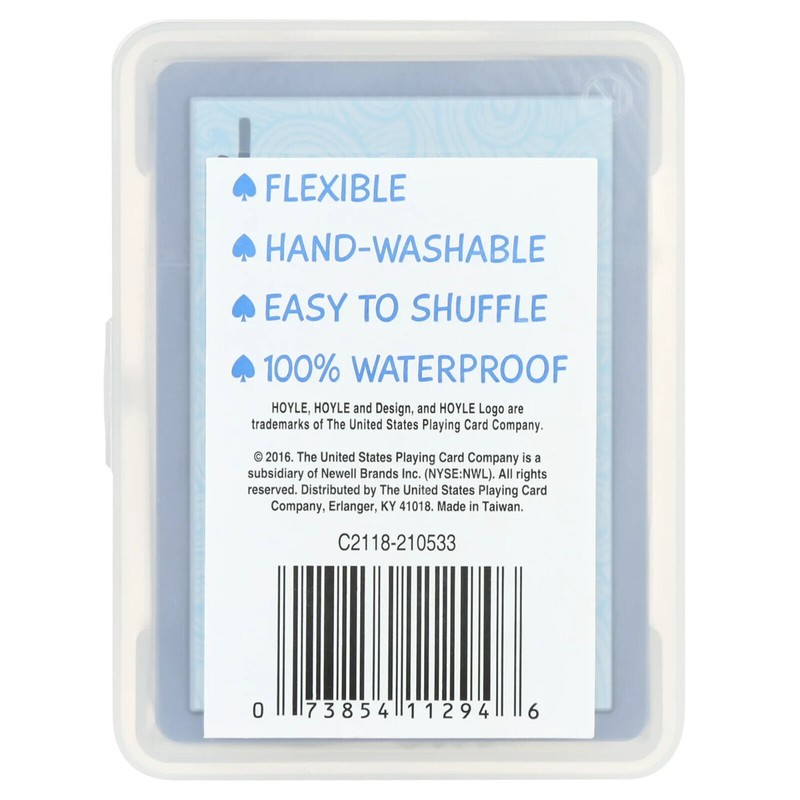 HOYLE'S WATER PROOF DURABLE CLEAR & BLUE PLASTIC PLAYING CARDS,