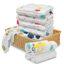 Janety Paños de Muselinas para Bebé, Set de 14 Toallitas de Algodón de 6 Capas, Extra Suaves y Absorbentes, Ideales para Recién Nacidos y Piel Sensible, 30x30 cm