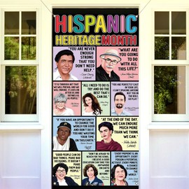 Nepnuser Hispanic Heritage Month Door Cover Famous Hispanic Latino Spanish People Decoration School Classroom Front Door Porch Hanging Banner
