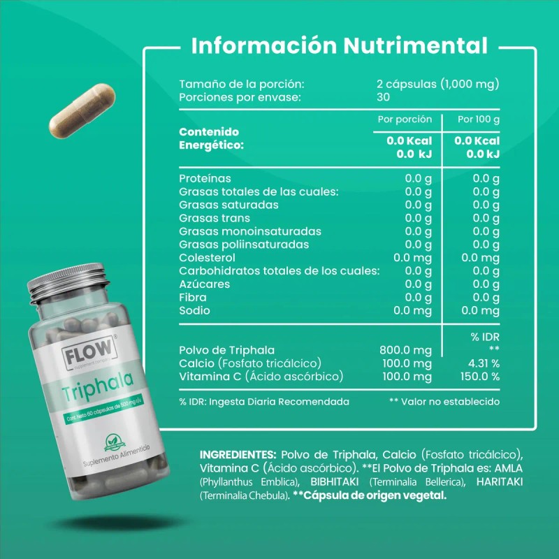 Flow Herbales Triphala 60 Cpsulas (veganas)