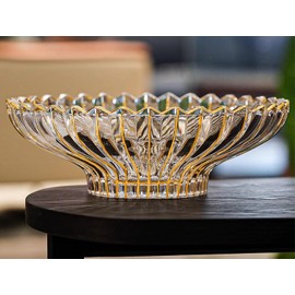 MAGCOLOR Hand-painted Gold Decorative Bowl-12 Diameter, Fruit Bowl, Kitchen Table Centerpiece, Home Decor. (Gold)