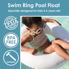Ali+Oli Summer Collection, Swim Ring for Kids, Inflatable Cute Pool Float Ring for Ages 3-6 Years, 24”x9” Junior Swim Ring, Pool Float Tube (Checkers)