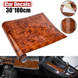 Wowpartspro Car Interior Wood Grain Textured Glossy Vinyl Wrap Sticker DIY Decal Sheet Film