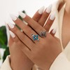 ELABEST Size7-9 Western Ring Set Silver Turquoise Cactus Arrow Flower