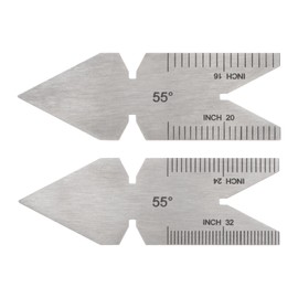 HARFINGTON 2pcs Center Gauge 55 Degree Thread Cutting Angle Gauge Stainless Steel Lathe Cutting Tool, Thread Pitch Increment 16/20/24/32thd