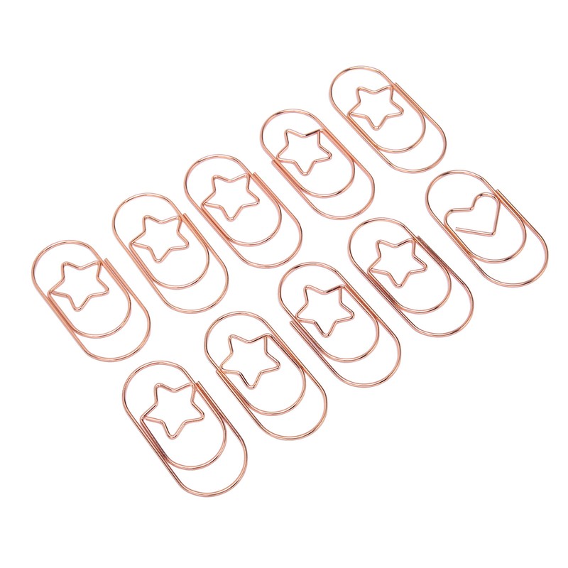 100pcs Rose Gold Star Paper Clips Slip Resistance Rust Prevention