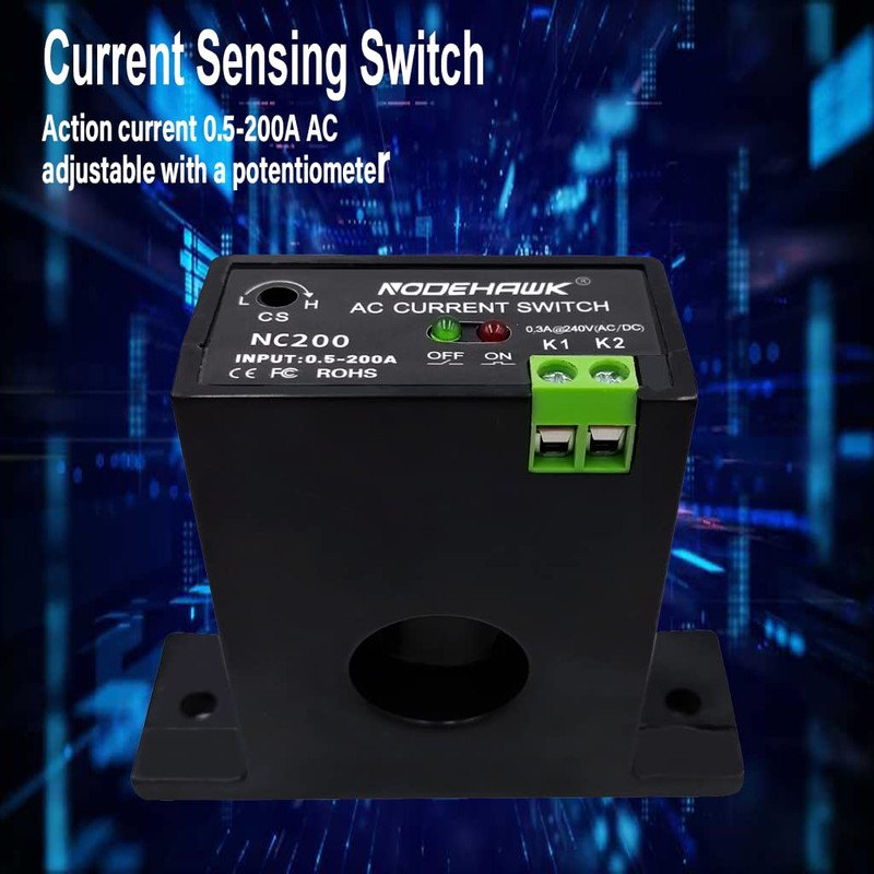 AC Current Sensing Switch 0-200A Normally Closed Current Sensor Monitoring