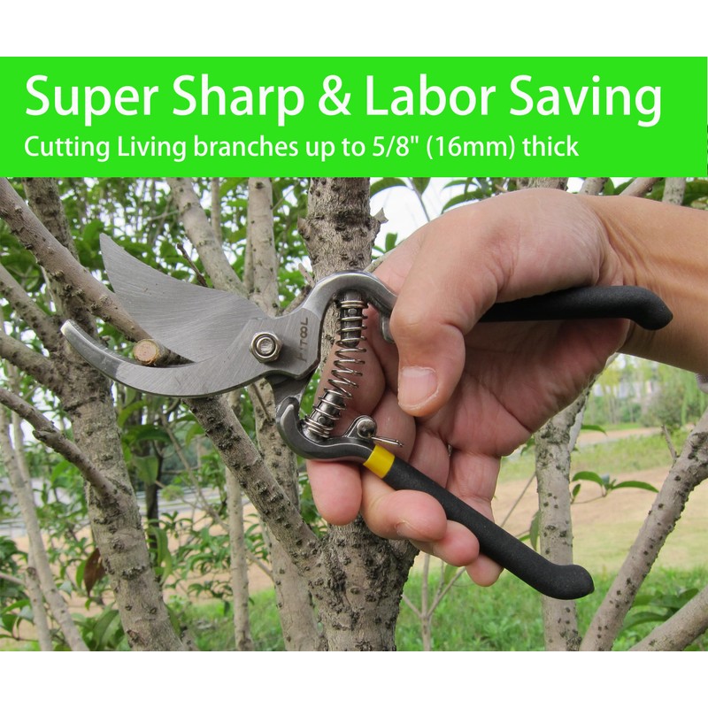 Forged Bypass Hand Clippers Pruner, with 5/8 Inch Cutting Capacity,