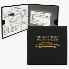 ESSENTIAL Car Auto Insurance Registration BLACK Document Wallet Holders 2 Pack - [BUNDLE, 2pcs] - Automobile, Motorcycle, Truck, Trailer Vinyl ID Holder & Visor Storage - Strong Closure On Each -