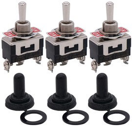 mxuteuk 3pcs Heavy Duty Rocker Toggle Switch 20A 125V SPDT Metal Butt Waterproof Cap with 3 Position 3 Pin On/Off/On Switch, Ten-1122-3MZ-B103