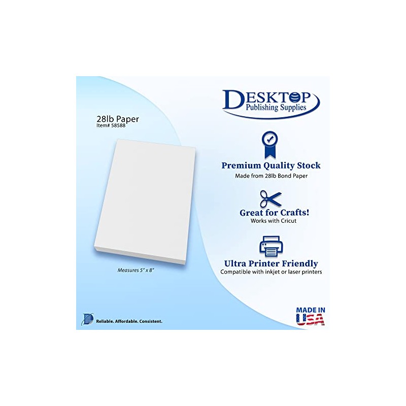 Bright White Blank 5x8 Paper - Premium Feel 70lb Text