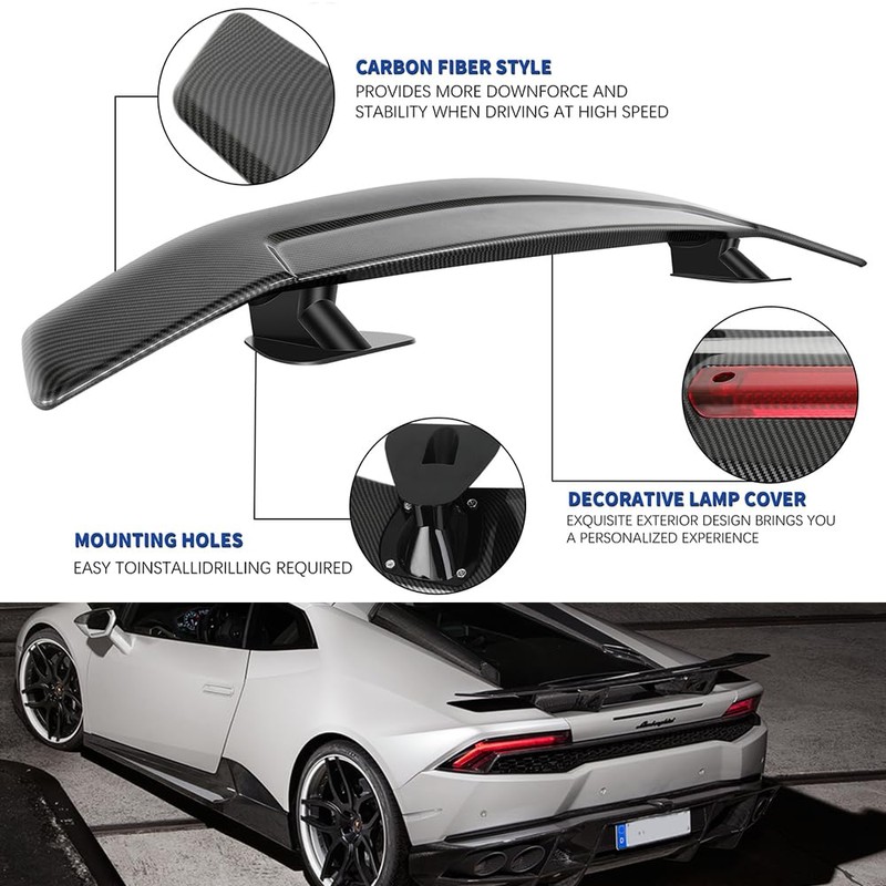 DREAMIZER 47" Universal Car Rear Trunk Spoiler Wing Carbon Fiber