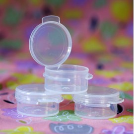 5ml Mini Hinged Lid Pots x 6 Make Up Travel Containers - Sample Jars - Lip Balm/Pills/Medication - Translucent
