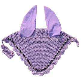 Elegant Horse Ear Bonnet, Fly Veil & Fly Mask – Superior Fly Protection with Style and Comfort for Every Ride (Voilet/Lalic, Horse/Full)