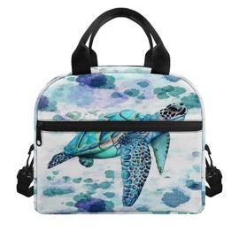 Showudesigns Sea Turtle Lunch Bags for Women Men Soft Cooler Bag Durable Lunch Tote Kit with Thickened Handle Thermal Organizer Hippie Tie Dye Lunch Box White