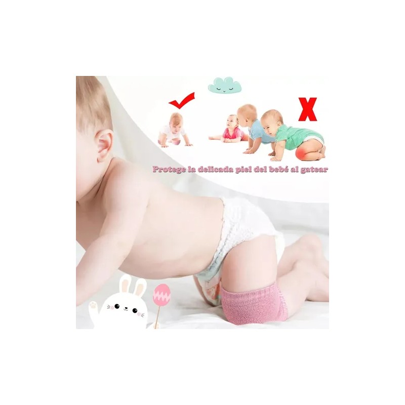 Set 10 Pares De Rodilleras Bebe Gatear Antiderrape Color Lisa