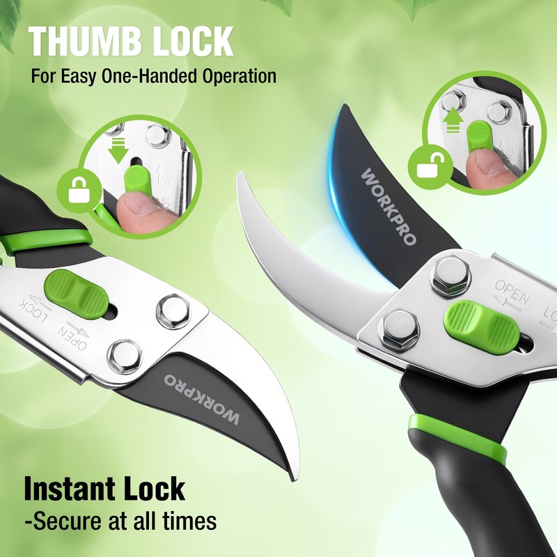 WORKPRO 8.5" Bypass Pruning Shears, Garden Shears with Non-Slip Grip