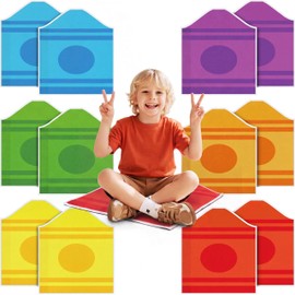 Drydiet 12 Pcs Crayon Carpet Seats 17.7 x 15.7 Inch Colorful Small Crayon Classroom Rug Washable Non Slip Floor Cushion for Back to School End of the Year Gift Preschool Daycare Playmat Office Decor