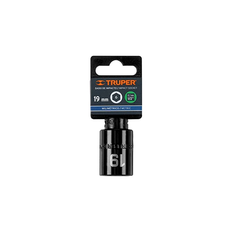 Truper D-7419-M, Dado de impacto 6 puntas mm, 19 mm,