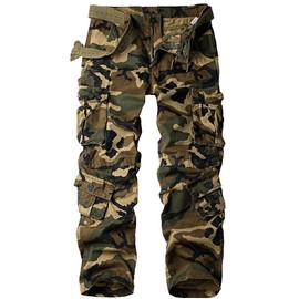 Women's Tactical Pants, Casual Cargo Work Pants Military Army Combat Trousers 8 Pockets,Battlefield Camo,32(US 12)