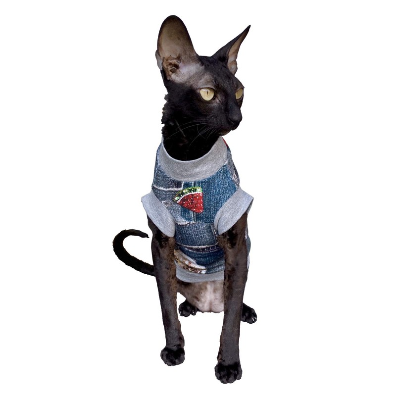 Kotomoda Cat Clothing Cotton T-Shirt Ice for Sphynx Cats (XS)