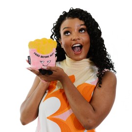 Punchkins French Fries Foodie Plushie, Funny Pun Meme Gag Gift, White Elephant, Stocking Stuffer Present, Great for Emotional Support, Fun Desk Accessory, Weighted Base for Display