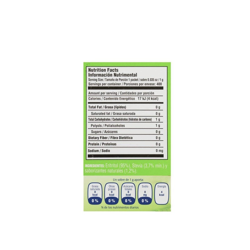 STEVIA 400 SOBRES DE 1G ENDULZANTE SABORIZANTE SUSTITUTO DE AZUCAR