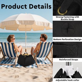 Kezzfpa Beach Umbrella Base Weight Bag, Portable Sun Umbrella Fillable Weights Sand Bags, 600D Oxford Cloth Parasol Sand Storage Bag for Outdoor, Garden, Patio, Beach