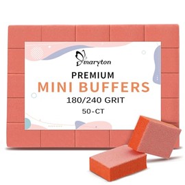 Maryton Mini bloques de pulidor de uñas, grano 180/240, pulidores de color naranja de calidad profesional de salón para uñas, pule las uñas antes de l