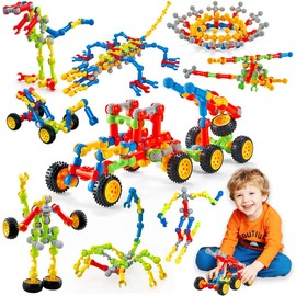 Huaker Stem Building Toys for 3 4 5 6 7 8 Year Old Boys Girls Kids,125 Pieces Building Blocks Educational Learning Toys with Large Storage Box,Ideal Christmas Birthday Gifts