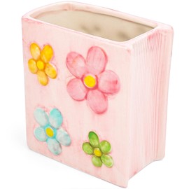 Busnos Pen Holder Cute Brush Holder Flowers Desk Decoration Kawaii Gift for Women Birthday Pen Holder Pink Vases Desk Pens Organiser Aesthetic Dressing Table Organiser for Girls