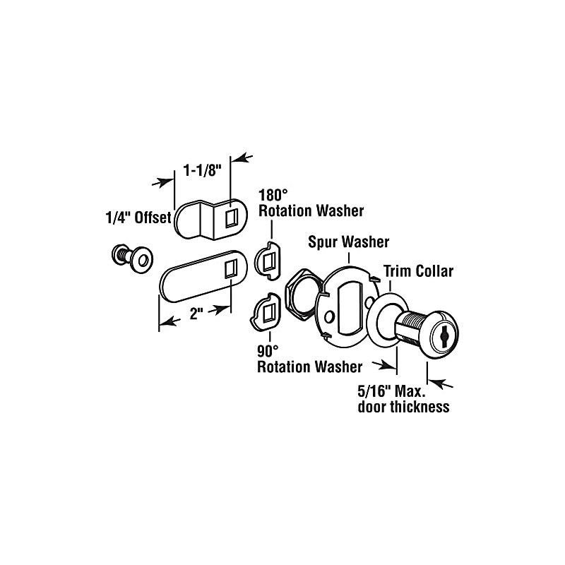 Prime-Line MP4454 Cabinet Lock, 5/8 In., Diecast with Steel Cams,