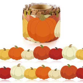50ft Fall Bulletin Board Border Borders, Fall Classroom Decor, Pumpkin Scalloped Bulletin Board Borders for Autumn Thanksgiving Back to School Classroom Office Chalkboard Door Wall Decorations