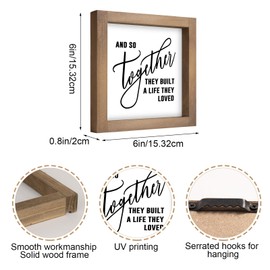 flangairy And So Together They Built A Life They Loved Sign, 6 Inch Wooden love signs for home decor, Rustic Couples Sign for Entryway Tabletop Tiered Tray Shelf Kitchen Farmhouse Decorations
