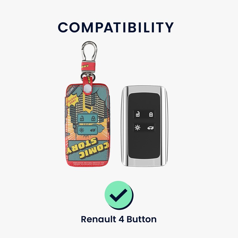kwmobile Car Key Case Compatible with Renault 4-Button Smartkey Car