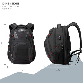 Travel Backpack For Men, Business Laptop Backpack With USB Charging Port, Fits 15.6" Computer, Black