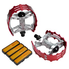 Wellgo Old School BMX MTB XC-II Bear Trap 1/2" Bicycle Pedals, Red, WE2976
