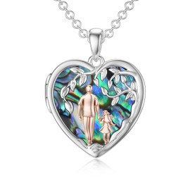 enjoylifecreative Father Daughter Locket Necklace S925 Sterling Silver Abalone Shell Daughter Gifts from Dad Mom I Love You Forever Daughter Locket Jewellery Gift