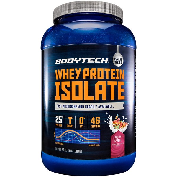 BODYTECH Whey Protein Isolate Powder - Fruity Cereal (3 lbs./46 Servings)