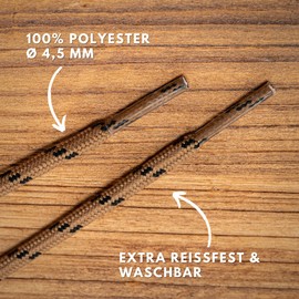 LaceHype 2 Paar - Premium Runde Schnürsenkel [ Ø4,5 mm ] für Arbeitsschuhe, Stiefel, Outdoorschuhe und Sportschuhe reißfeste Schuhbänder Ersatz Shoelaces aus Polyester (Braun/Schwarz, 130)