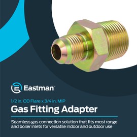 Eastman Gas Fitting Adapter, 3/4 in MIP x 1/2 in OD Flare (Tapped 1/2 in FIP), Zinc-Plated Steel, 62740B