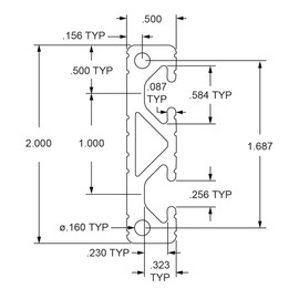 8020, 2012, 10 Series 0.5 Inch x 2 Inch Two Slot Flat Channel T-Slotted Aluminum Extrusion DIY Extruded Linear Slot Bar Rail 80/20 (Clear Anodize, 89" Long)