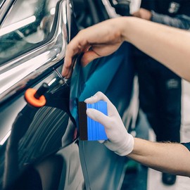 Squeegee, For Car Wrapping, Car Bike, Cutting Sheet, Sticker, Sticker, Scratch-free, Pre-Draged, Air Release, Car Rear Pillar Bar, Squeegee, Blue (With Felt)