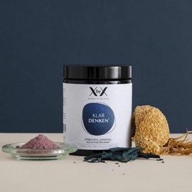 XbyX® Clear Thinking - Ginseng, Hedgehog Beard, Spirulina, Choline, B Vitamins, Zinc, Vegan, Synergy of High-Quality Plant Extracts for Women from 40