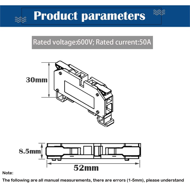 CTRICALVER DIN Rail Terminal Block Kit, 10 pcs Blue Quick