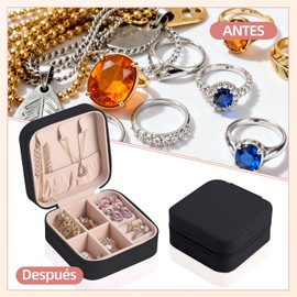 Joyero de Viaje para Mujer - Organizador Portátil con Múltiples Compartimentos - Para Anillos, Aretes, Collares y Pulseras - Alhajero Compacto y Liviano - Ideal como Regalo (negro-12pcs)