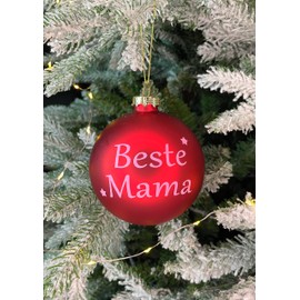 Set of 2 Large XL Christmas Baubles Mum and Dad Diameter 10 cm in Red Christmas Tree Bauble Christmas Tree Decoration Family Christmas (Mum and Dad)