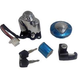XDF Ignition Switch Fuel Gas Tank Cap Cover Helmet Steering Lock Key Set Compatible For Honda Shadow VLX 600 VT400 Steed VLX 400
